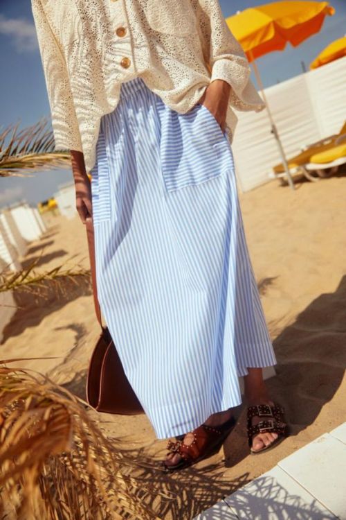 Studio Clique Skirt Cotton Stripe (JULIANASKIRT-SKY) - UNO Knokke